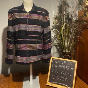 Vintage Sag Harbor Tapestry Coat Boho Floral Jacket Sz 14